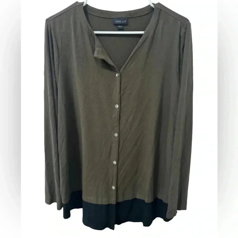 J. Jill Wearever Collection Womens Button Down Cardigan Tunic Shirt, Size L, EUC
